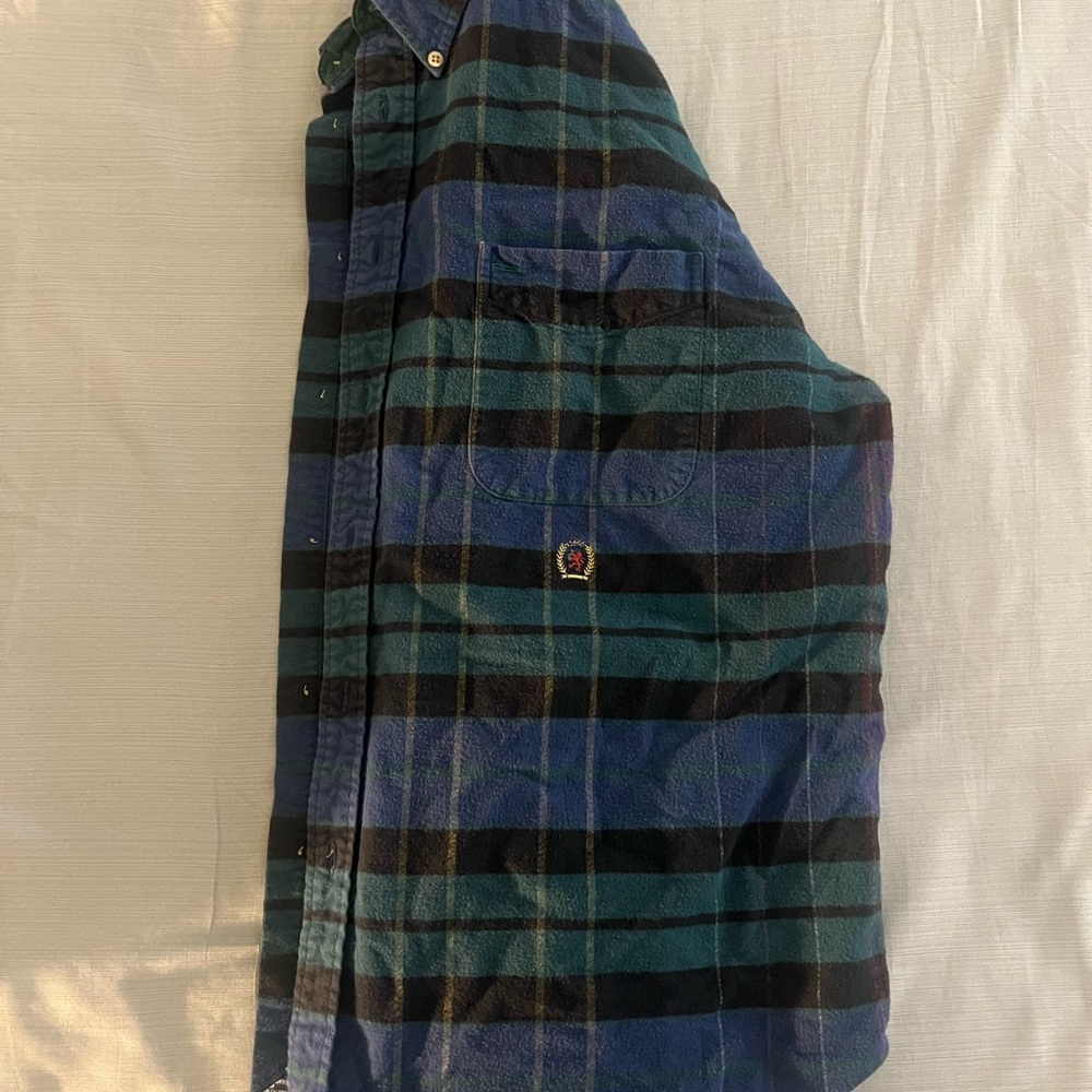 Tommy Hilfiger Striped Blue and Black Button-Up Shirt